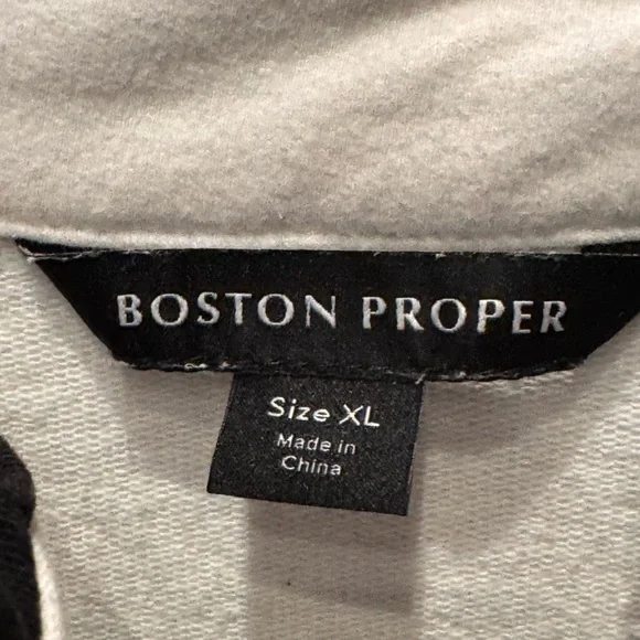 Boston proper White Quarter-Zip Pullover with Gold Accents XL - Picture 3 of 5